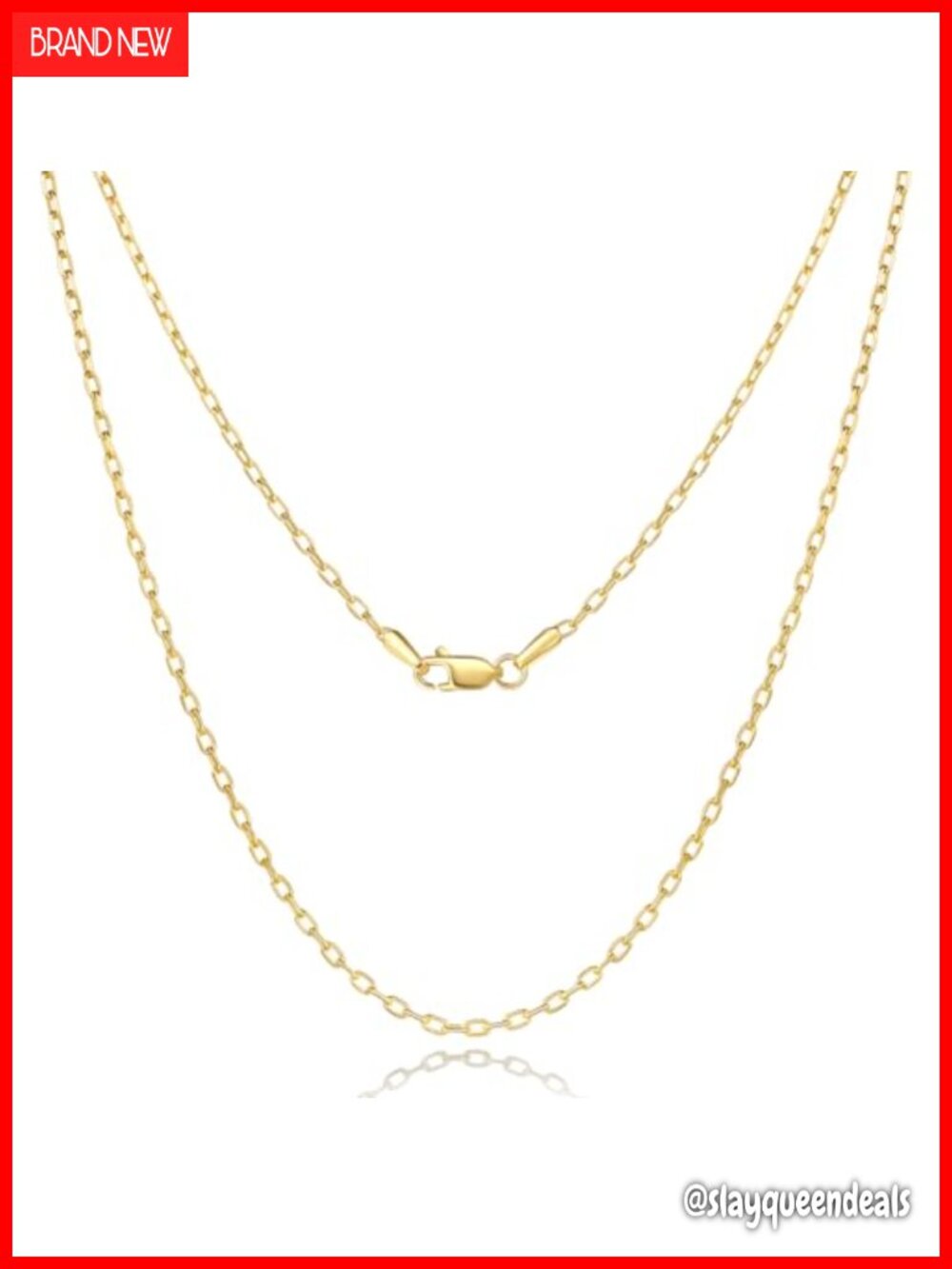 14K Gold Plated Paperclip Chain Necklace 1.7mm 18in